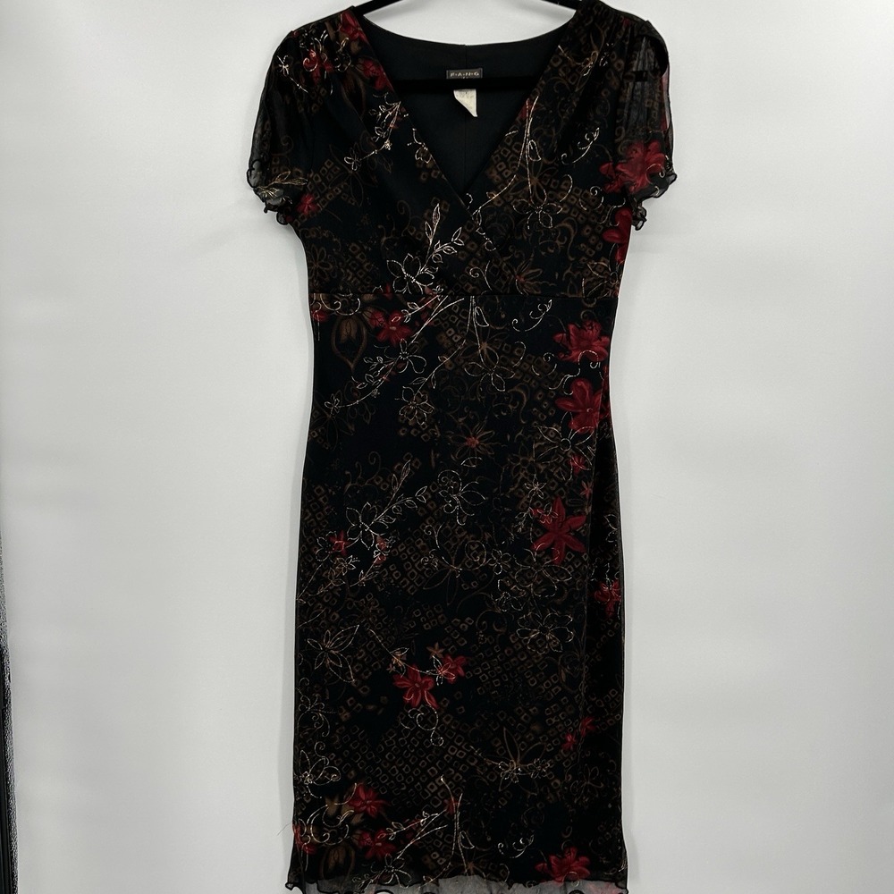 Vintage Fang Womens Y2K‎ Whimsigoth Empire Waist Dress Sz L Vamp Floral Fairy